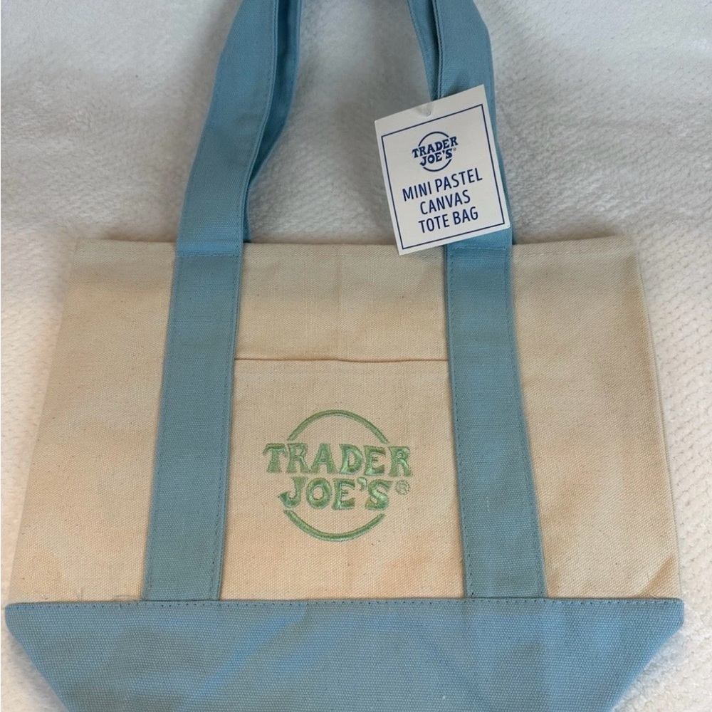 Trader Joe's Pastel Canvas Tote Bag Collection entire set of 4 - Picture 4 of 6